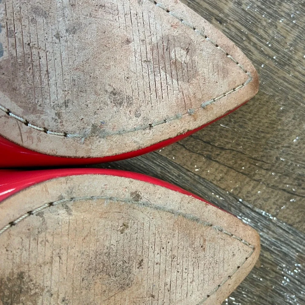 Boden Red Patent Leather Slingback Pointed Toe Flats Size 41.5 EU 10.5 Us